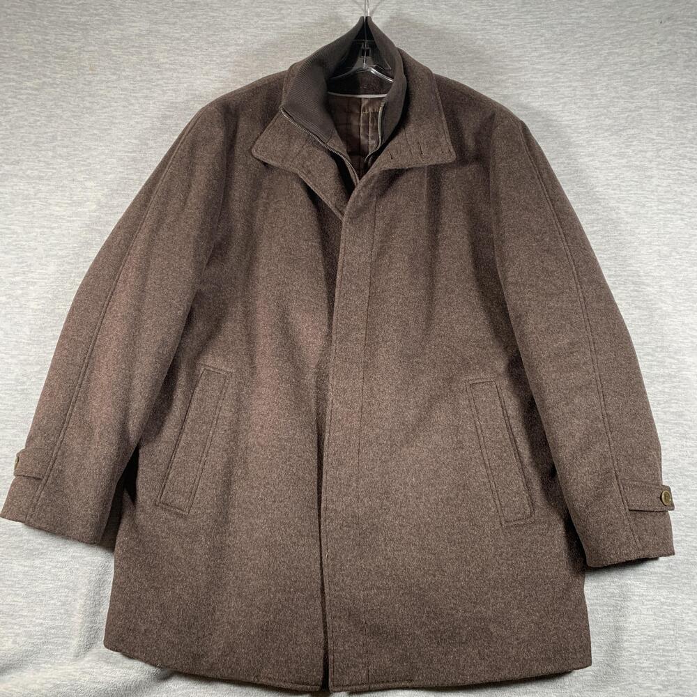Cardinal Of Canada Coat Mens 2XL Brown Wool Luxury Lined Full Zip Overcoat